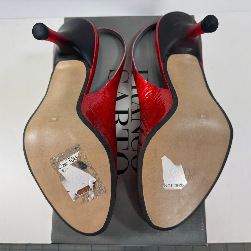 Franco Sarto Cherry Red Patent Leather sling back peep toe heels sz 10M - Picture 7 of 9
